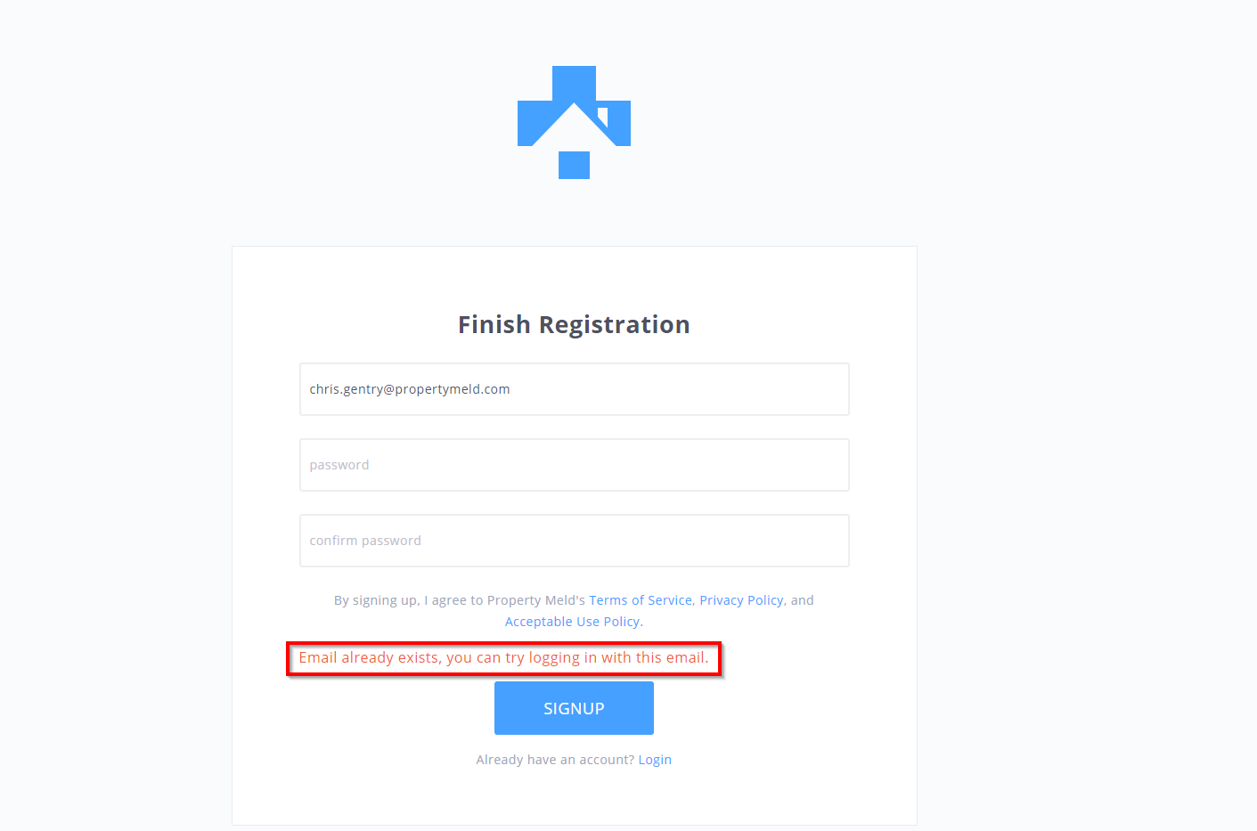 user with this email already exists in hindi